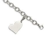 Stainless Steel Heart Charm Link Bracelet 8 Inches